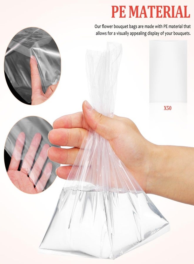 JECOMPRIS Flower Water Bags, 50 Pack Leak-proof Stem Hydration Bags for Valentine's Day Roses, Clear Bouquet Water Retainer Sleeves for Floral Transit and Wedding Packaging, 9.8x7.9In - Image 5